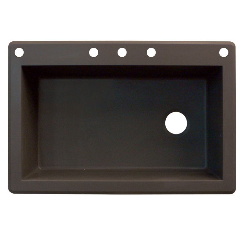 Radius 33'' L Single Bowl Granite Kitchen Sink, Espresso, 5 hole