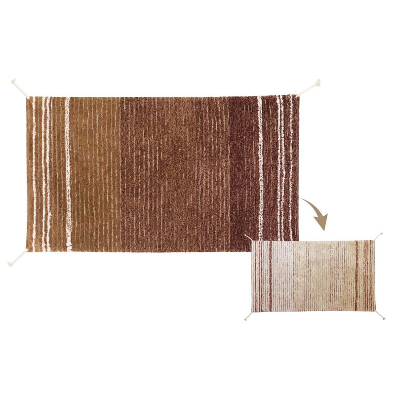 Reversible Washable Rug Twin Toffee, Rectangle 2'7" x 4'7"