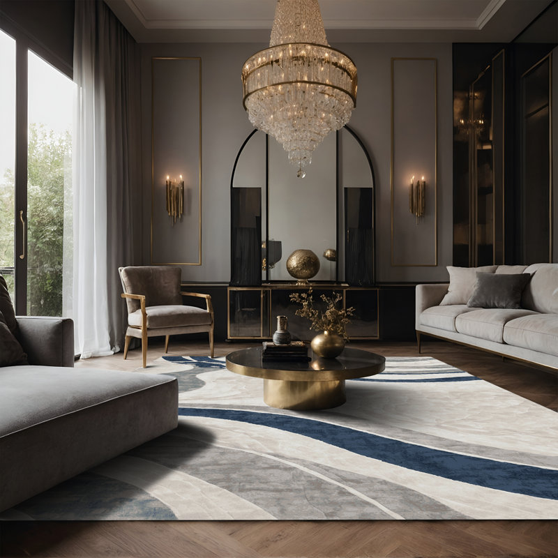 Tapis gris soyeux et moelleux, Rectangle de 5 pi x 8 pi