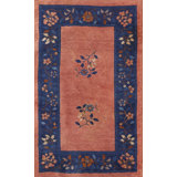 Antique Floral Wool Hand Knotted Pile Coral / Salmon Pink 1925 Rug