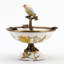 Plat à oiseaux en porcelaine avec plaque décorative jaune / blanc / bronze Ormolu