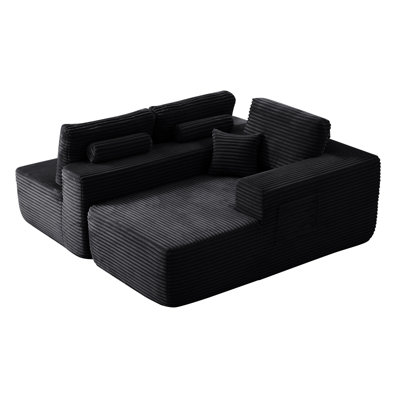 Cloud Sectional Sofa With L-Shape Chaise And Side Pockets, Modern Modular Design, Deep Seating, Upholstered Couch For Living Room/Bedroom, No Assembly Required (Plush Fabric),Right