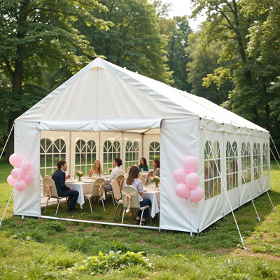 16'X32' Carport Car Canopy Party Tent With 3 Storage Bags & Removable Sidewalls, Outdoor Gazebo With 4 Ground Tubes, Commercial Tents For Parties Wedding BBQ With 3 Carry Bags