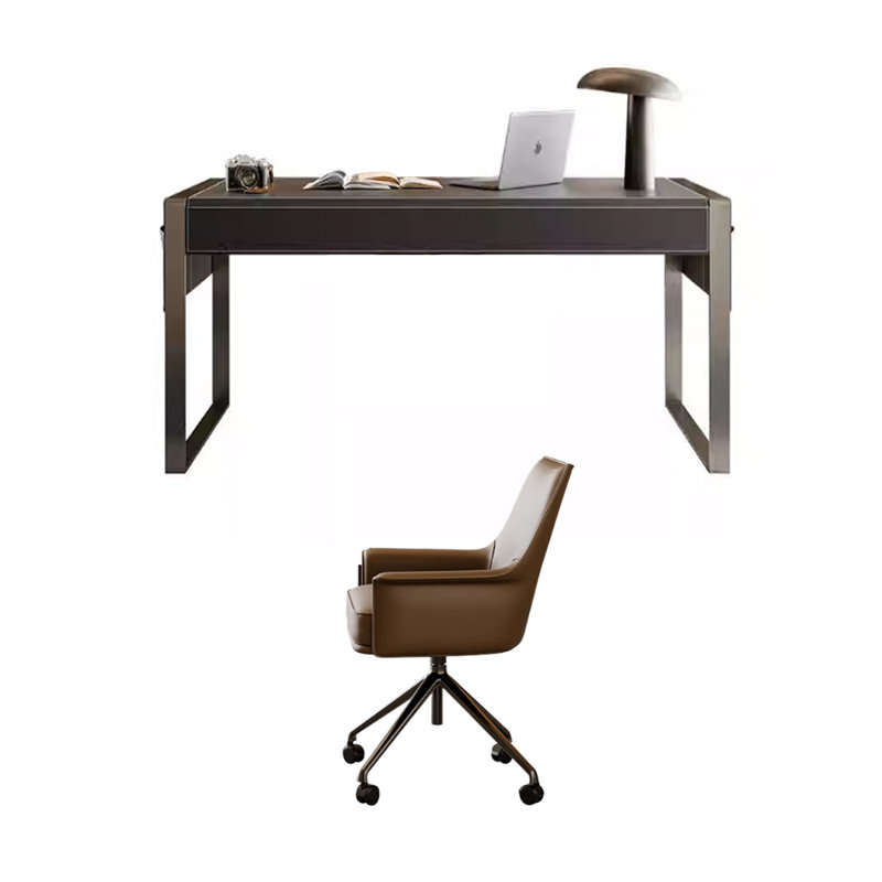 Bureau d'écriture moderne en cuir haut de gamme, H 29,52 po x l 55,11 po x P 27,55 po, Noir