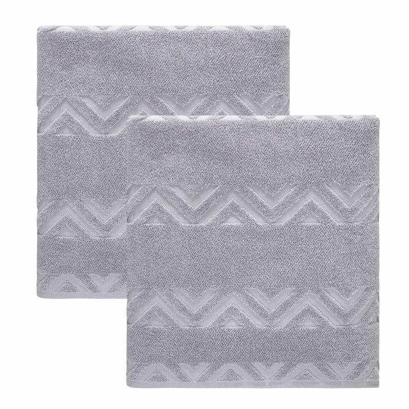 Ensemble de deux serviettes de bain en coton turc géométrique brun 54 po x 27 po, Brown