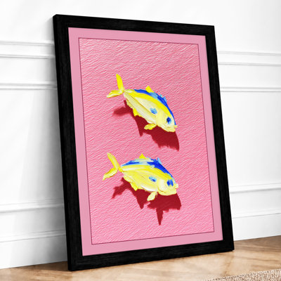 Twin Fish in Motion Modern 1 Piece Single Picture Frame Wall Art