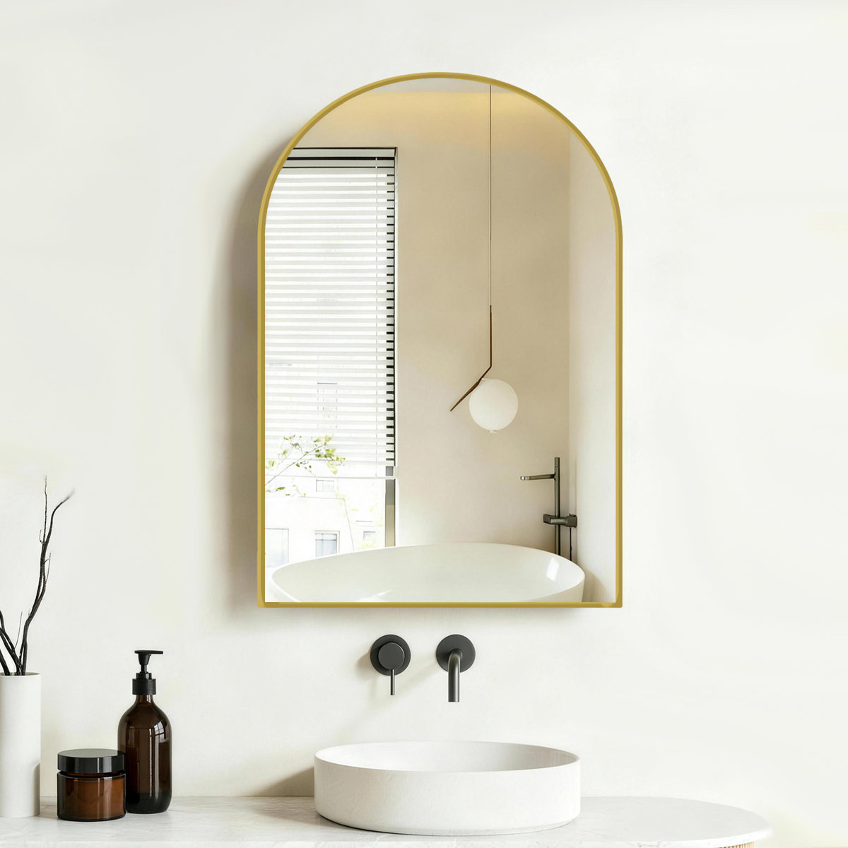 Ebern Designs Mikira 20 ×30 inches Arched Medicine Cabinet with Mirror ...