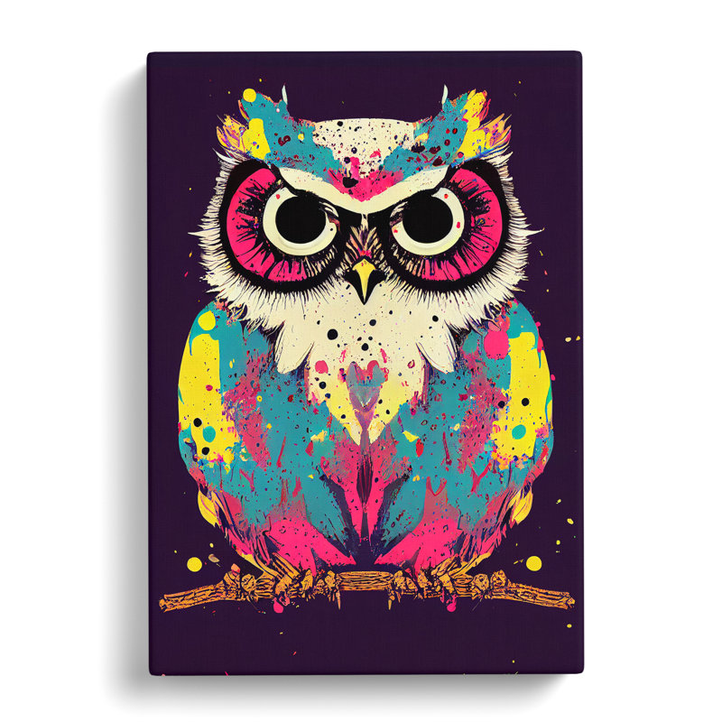 Splashed Owl No.2 - Wrapped Canvas, 50cm H x 35cm W x 3cm D