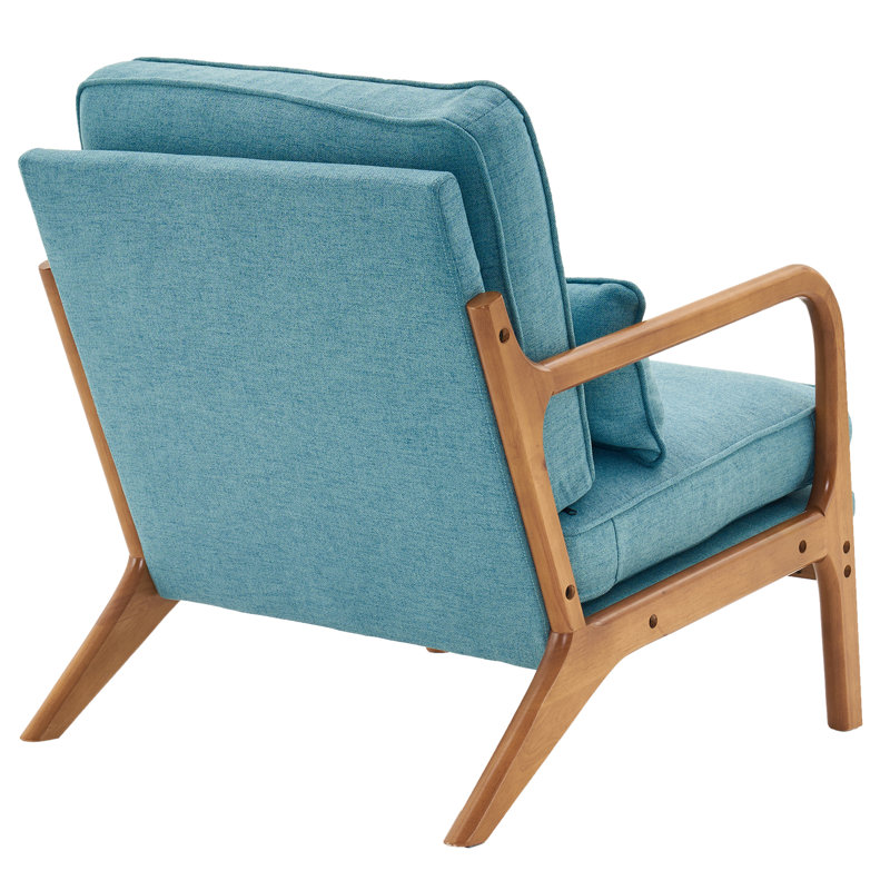 Upholstered Armchair, Teal Linen Blend