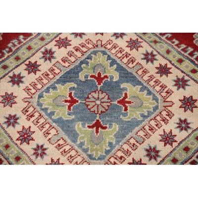 Red Handmade Kazak Living Room Rug 10