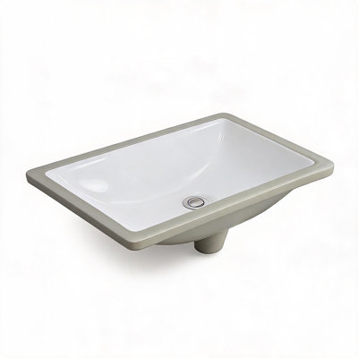 Lavabo de salle de bain encastré en céramique blanche avec trop-plein et surface lisse non poreuse