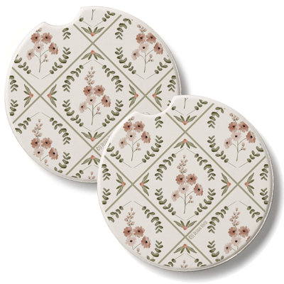 Ensemble de 2 sous-verres de voiture en pierre Wildflowers