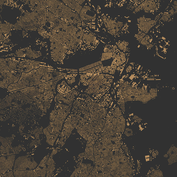 « boston », impression sur toile tendue, H 37 po x l 37 po x P 1,5 po, Pas de tapis, Toile tendue