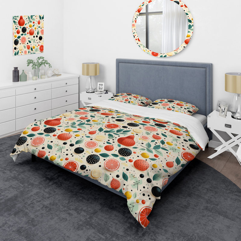 Ensemble de housse de couette Midcentury Pastel, Housse de couette pour grand lit et 2 taies décor