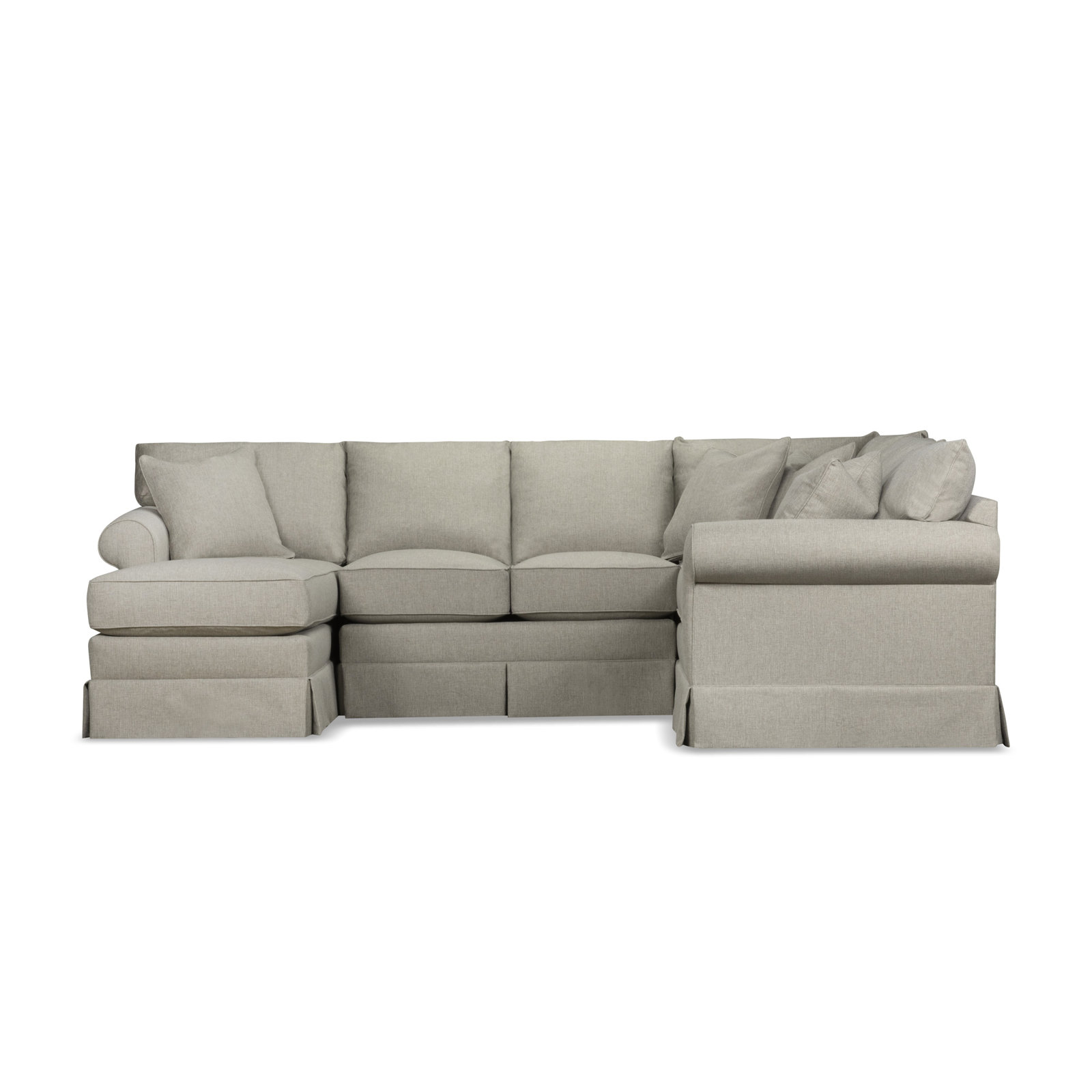 Friedman Upholstered Chaise U-Sectional, Left Hand Facing, Drusky Linen Sustain® Basketweave
