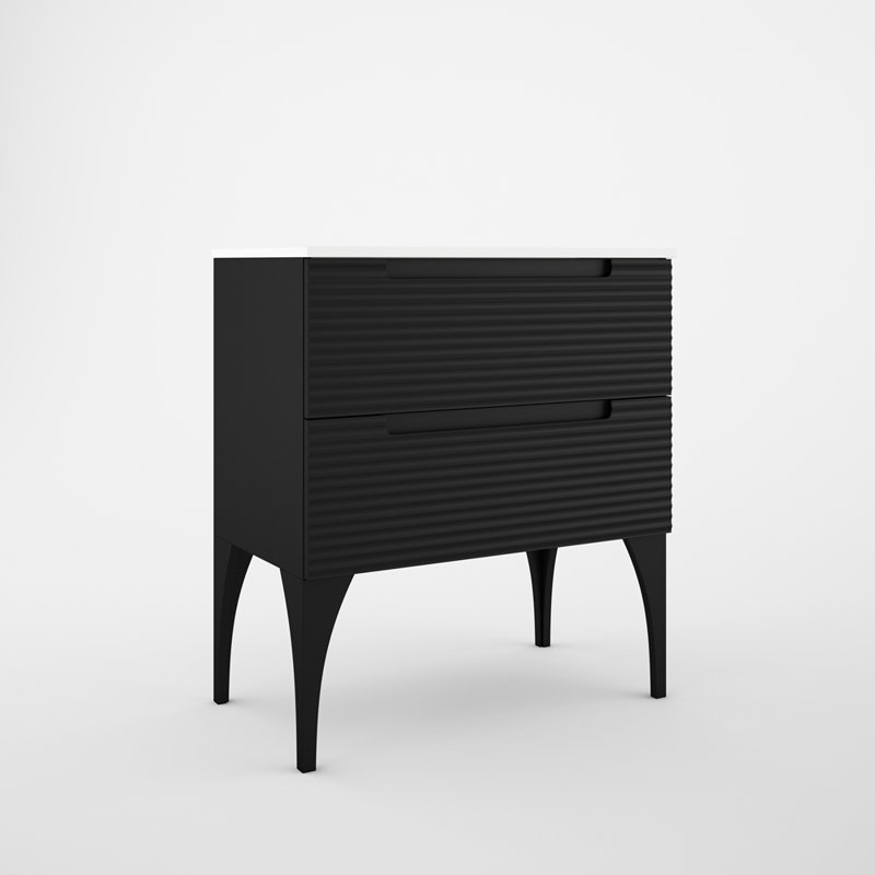 Meuble-lavabo sur pied simple 32 po avec comptoir en céramique Moncler, Noir