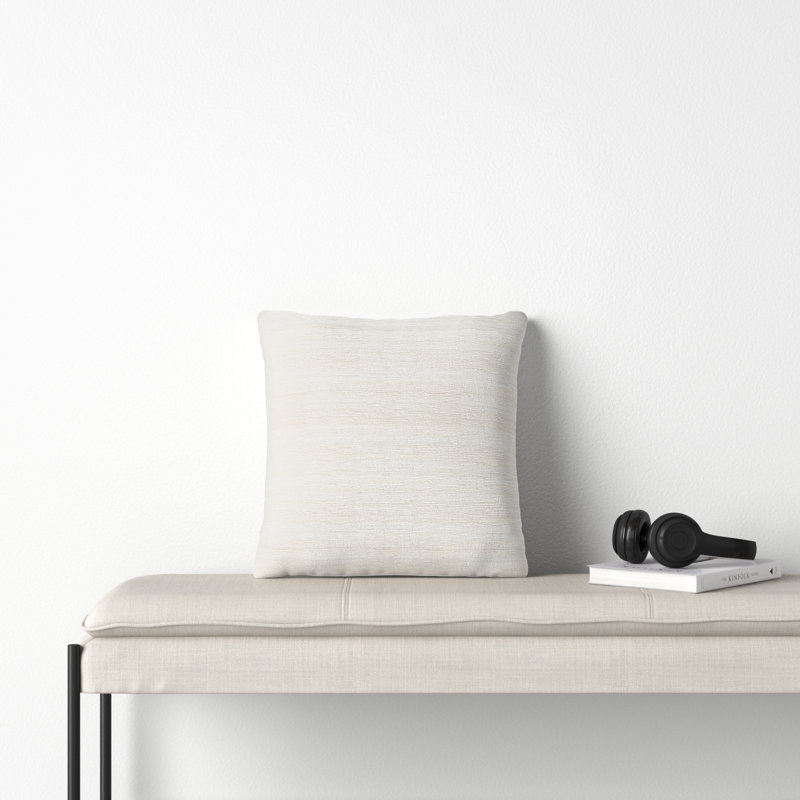 Ivory Linen Blend Square Throw Pillow