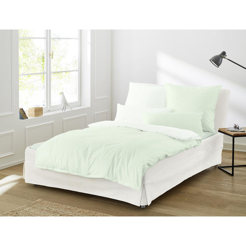 Linea Duvet Cover Set, Single Duvet Cover + 1 Pillowcase (70 x 90), Light Green