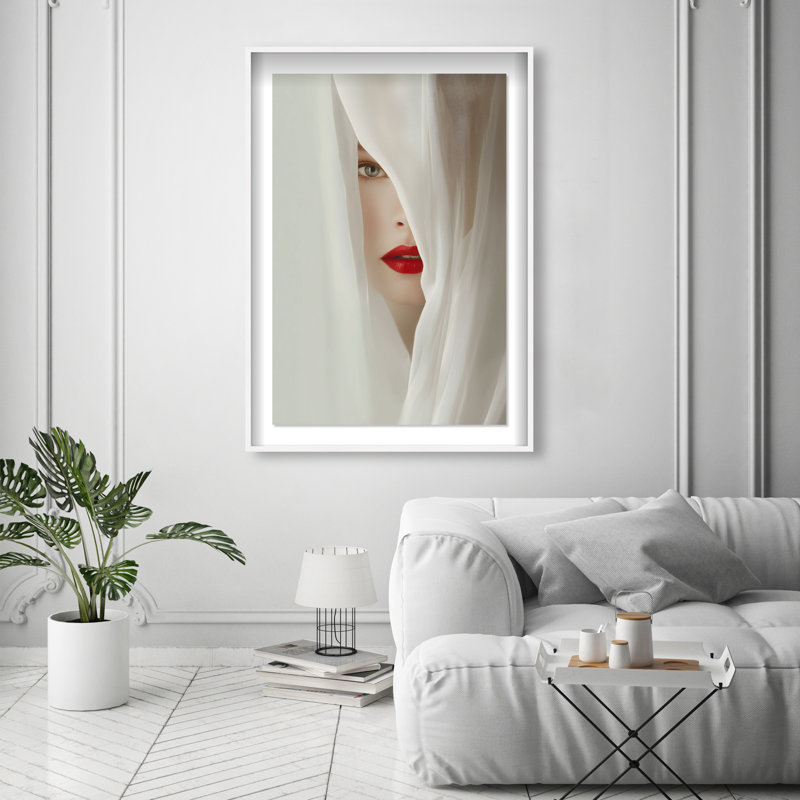 Secret Under Silk Print by Oliver Gal, 31.5"H x 21.5"W, White Shadowbox