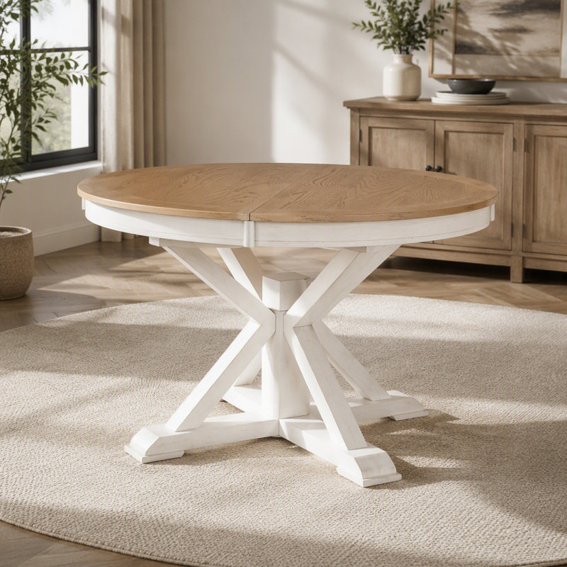 Dining Table, Oak Natural Wood + OFF White