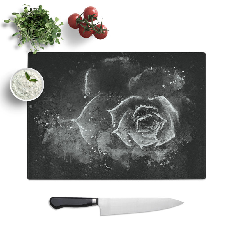 Tempered Glass Succulent Plant Chopping Board, 20 cm x 28.5 cm