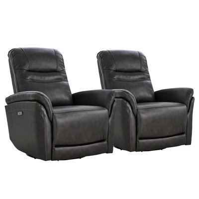 Avin Martina Genuine Leather Swivel Gliding Power Recliner(Set of 2)