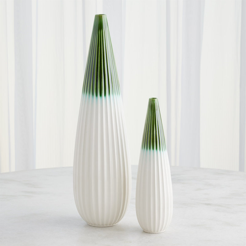 Furrow Handmade Ceramic Table Vase, 22.25" H x 6" W x 6" D, Deep Green