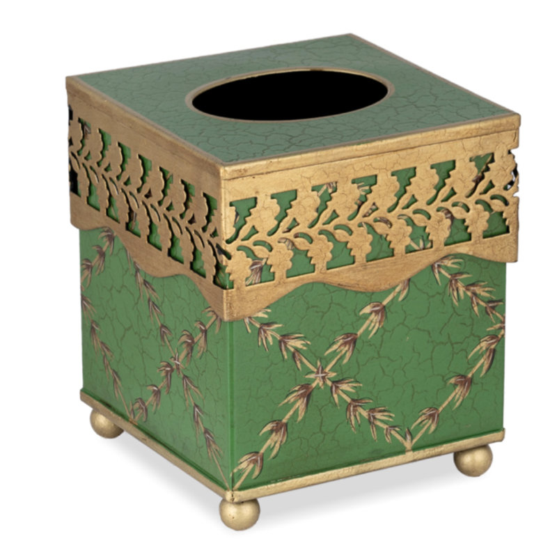 Bogue Gold Tissue Box Cover, Moss Green