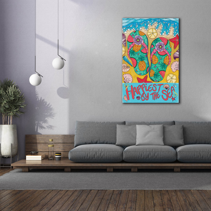 «Happest By The Sea» par Hello Angel, art mural sur toile, H 60 po x l 40 po x P 1,5 po
