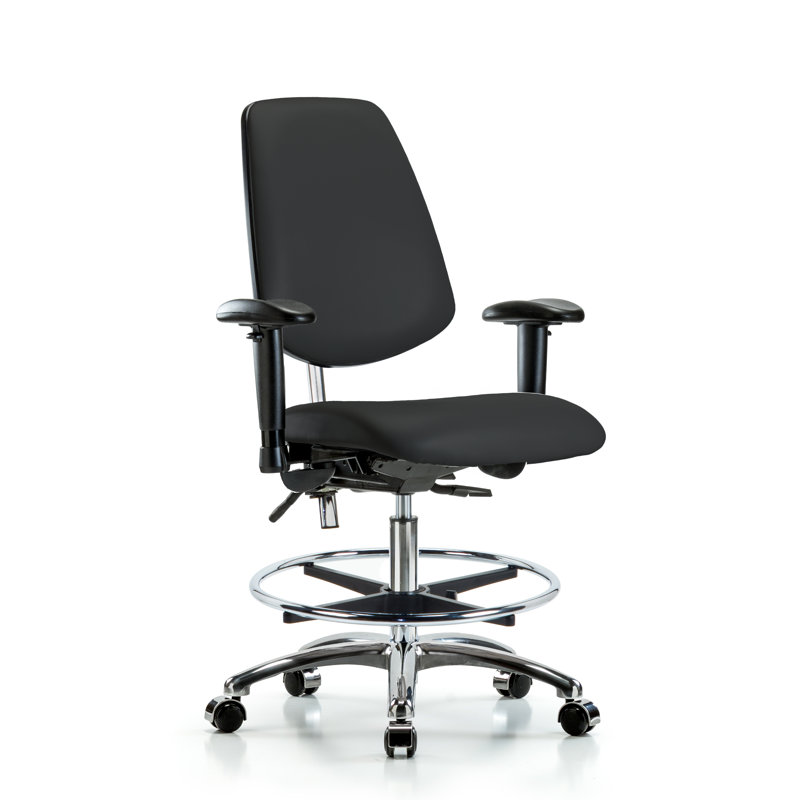 Chaise de dessinateur Josiah, Noir, Roulettes, Non inclus