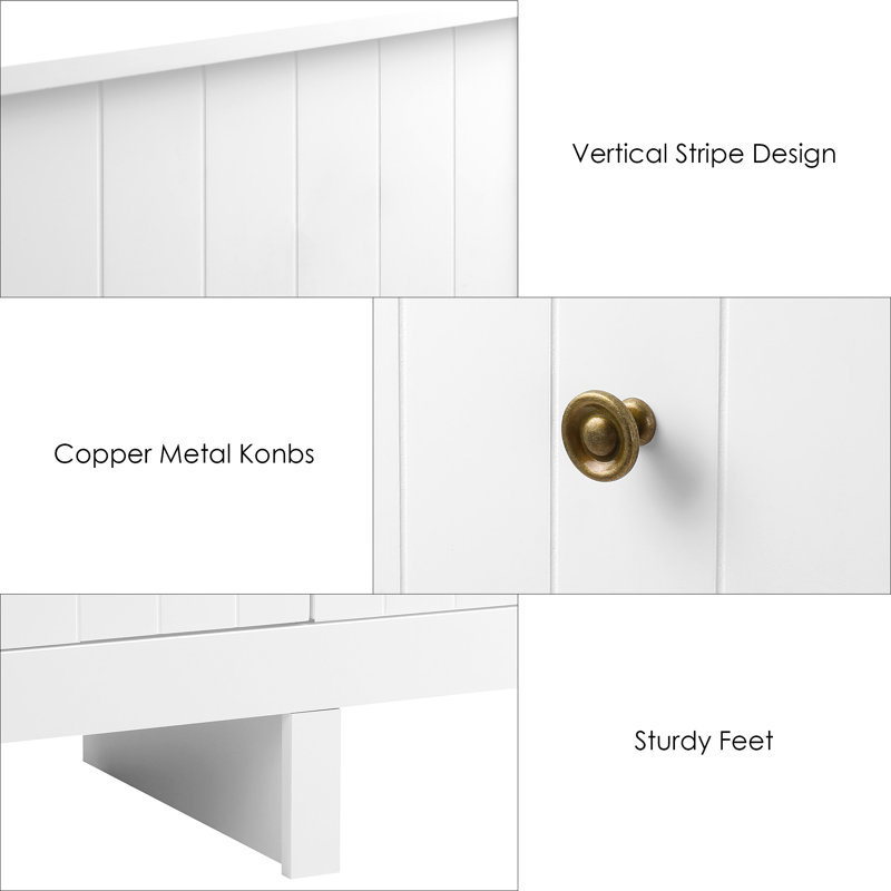 Commode double en bois manufacturé à 6 tiroirs de 52,36 po Arcel, Blanc