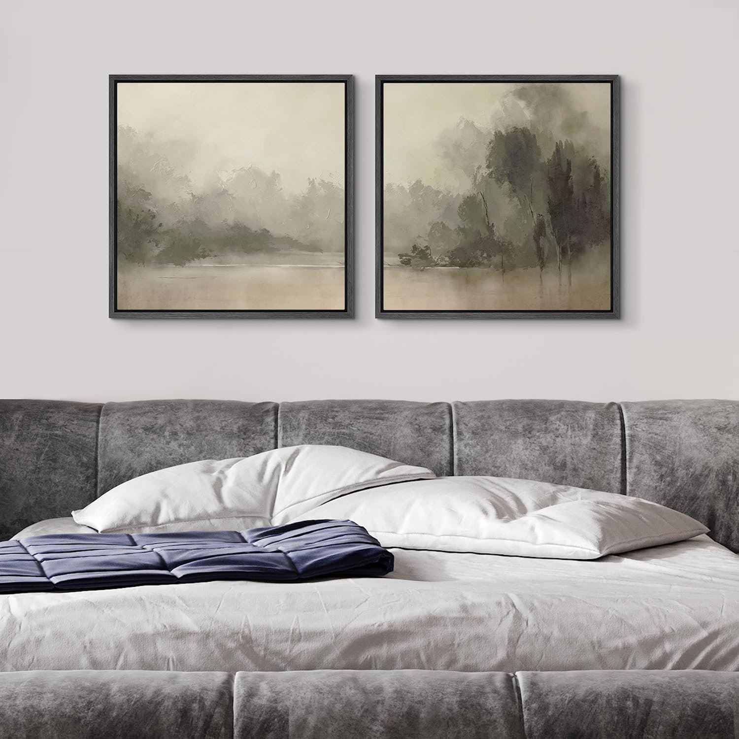 wall26 Mystic River Fog Waterfront Forest Tree Nature Landscape Framed ...