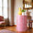 Fish Scale Pattern Brio 14 Inch Round Accent Tables, Stylish Dark Pink End Table for Any Room Décor