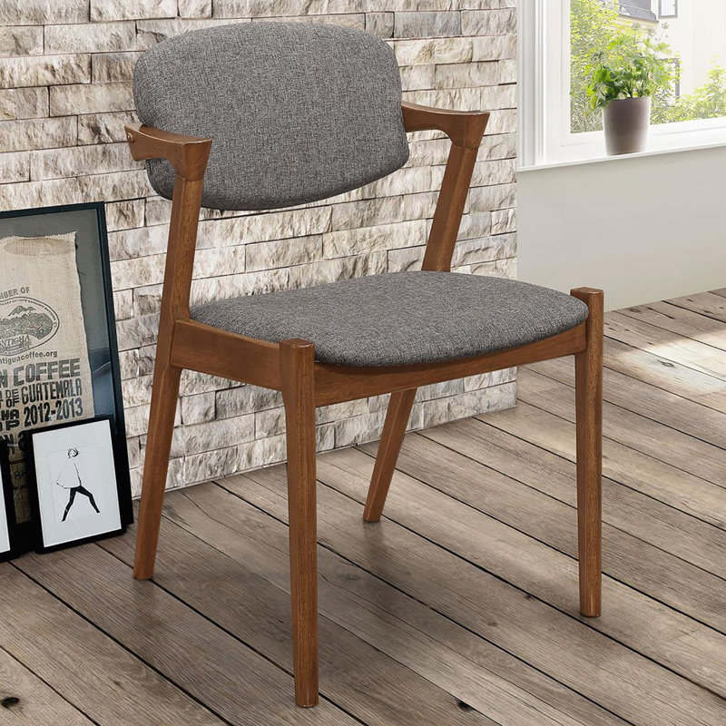 Chaise de salle à manger en noyer foncé et gris (ensemble de 2)