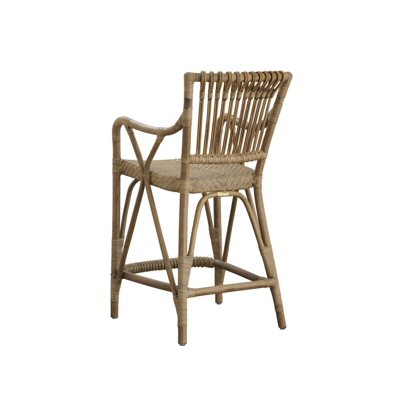Blues Rattan Counter Stool, Antique