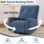 Fauteuil oscillant pivotant à 360 °, fauteuil de chambre de bébé en velours côtelé pour petits espaces, bleu foncé-90693204