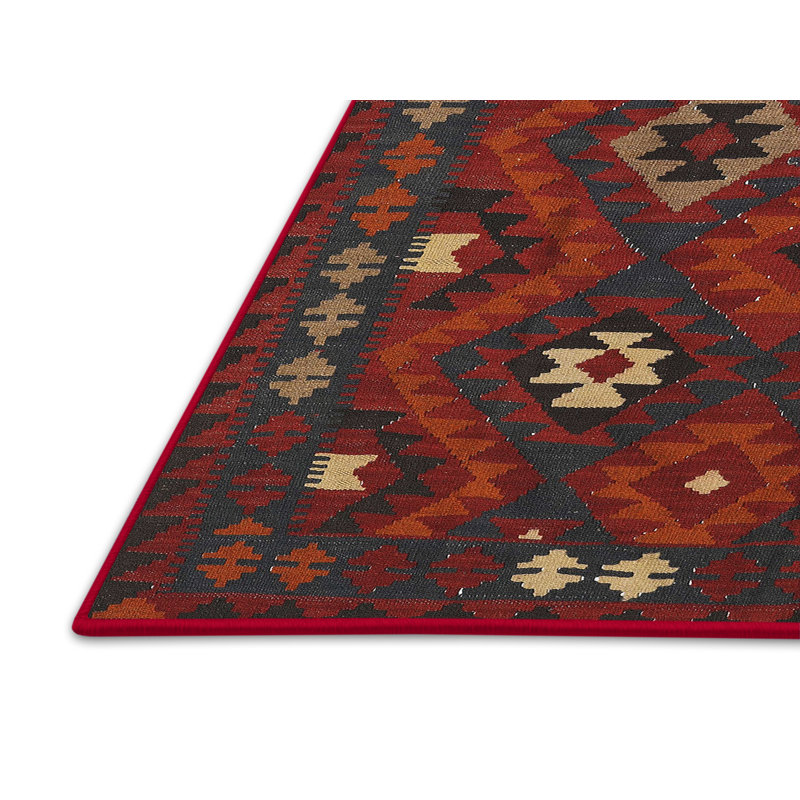Tapis décoratif rouge de style sud-ouest Yelton, Rectangle 6 pi x 9 pi