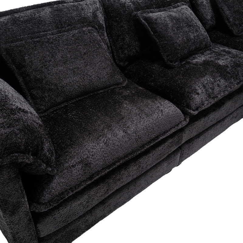 Oversized Sectional Sofa Cloud Couch for Living Room, Modern Chenille L Shaped Couch, Comfy Modular Sofa Sleeper with Moveable Ottoman & Memory Foam