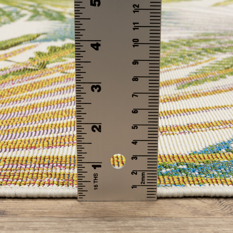 Tapis intérieur / extérieur à feuilles tropicales Arjay, Rectangle 2 pi x 3 pi 3 po