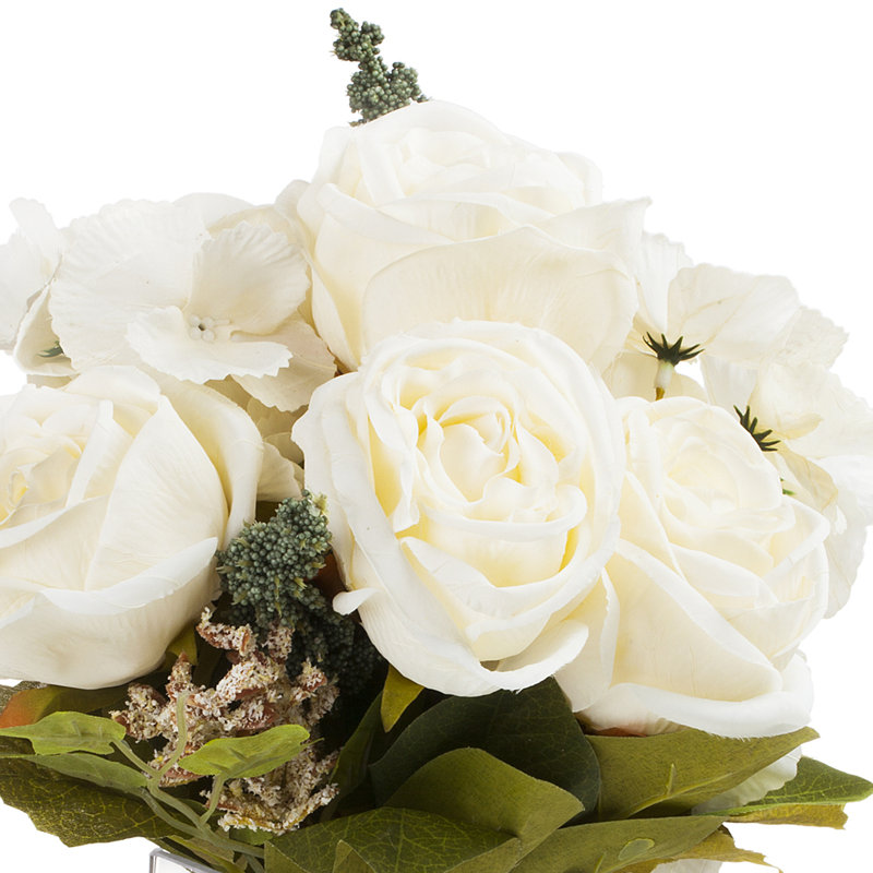 Arrangement floral mélangé à vase, Crème