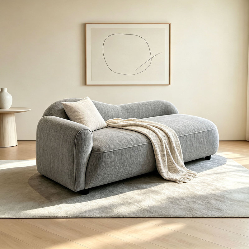 Chaise longue simple en tissu simple d'intérieur, Left Hand Facing
