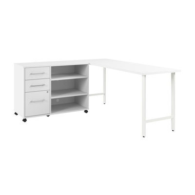 Bureau d'ordinateur et armoire de rangement avec tiroirs et tablettes Bush Business Furniture