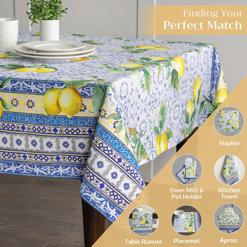 Maison d'Hermine Citrus 100% Cotton Tablecloth - 70" x 90", 90" L x 70" W