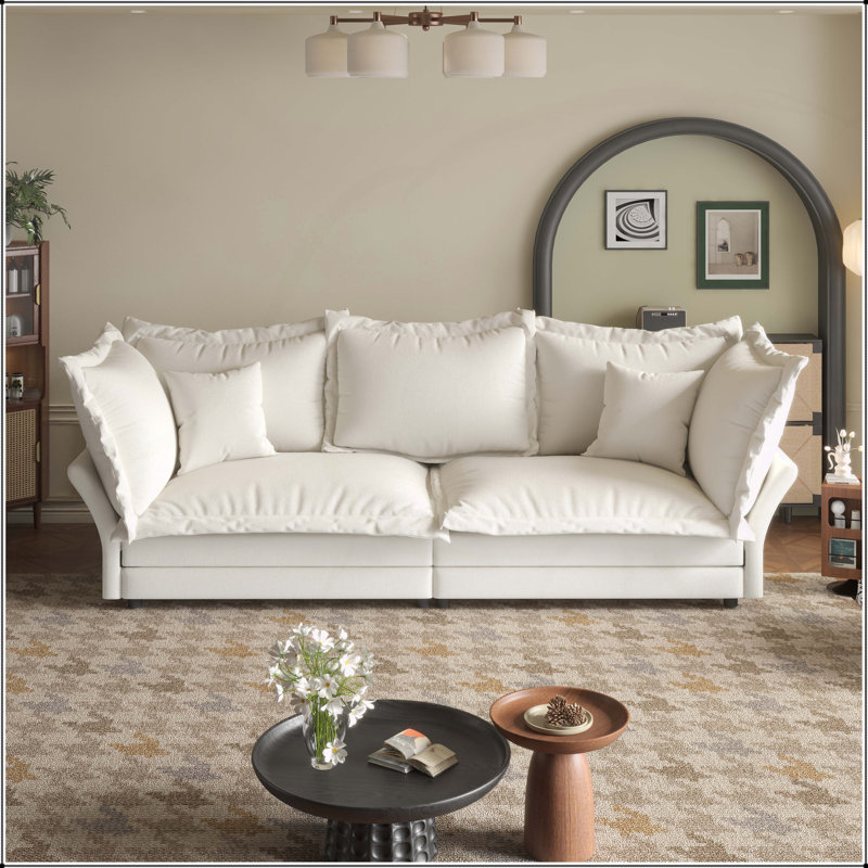 Canapé confortable de 90,55 pouces, siège profond avec plusieurs coussins moelleux, convertible en chaise longue pour une utilisation polyvalente