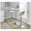 Tabouret de bar pivotant réglable en métal chromé, bois blanchi et tissu d'avoine avec repose-pieds arrondi en forme de T - Paquet de 2