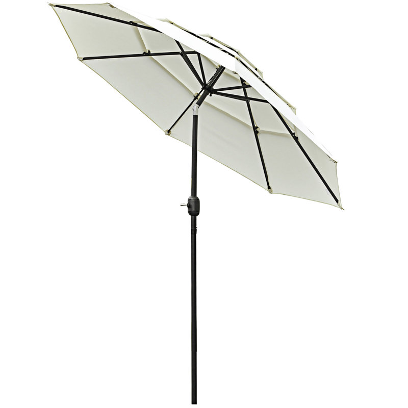 Parasol de patio avec manivelle Outsunny Tiers, Beige