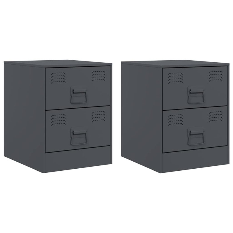34.5cm W Steel Bedside Table, Anthracite, Set of 2