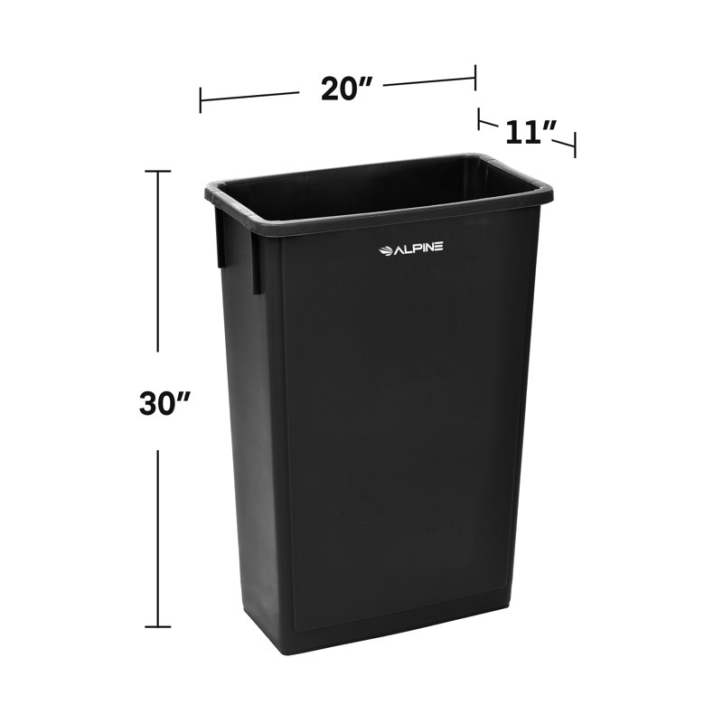 Black 23-Gallon Plastic Commercial Trash Can with Dolly