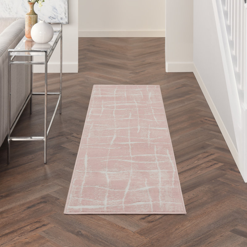 Tapis moderne rose, Tapis de couloir 2 pi x 6 pi