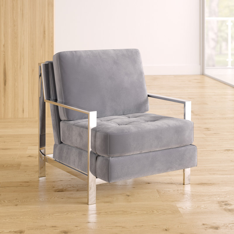 Nyman 30Cm Wide Tufted Linen Armchair, Light Gray 